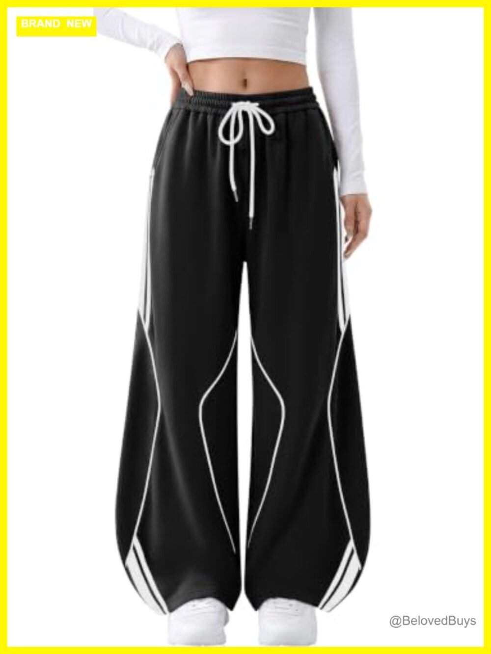 Womens Baggy Barrel Sweatpants Striped Wide Leg Joggers High Rise